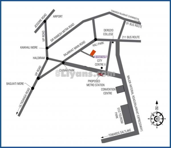 Location Map of 2bhk Apartment For Sale In Rajarhat, Kolkata.